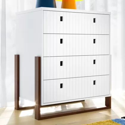 Cômoda Infantil Branca Com Madeira Coleção Dominó Divicar